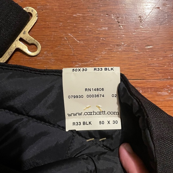 NEW Carhartt Overalls Heavy Quilted Black 50x30 Men’s RN 14806 R33 *Flaw* - Picture 5 of 6